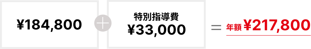 授業料：￥184,000+特別指導費￥33,000=年額￥217,800