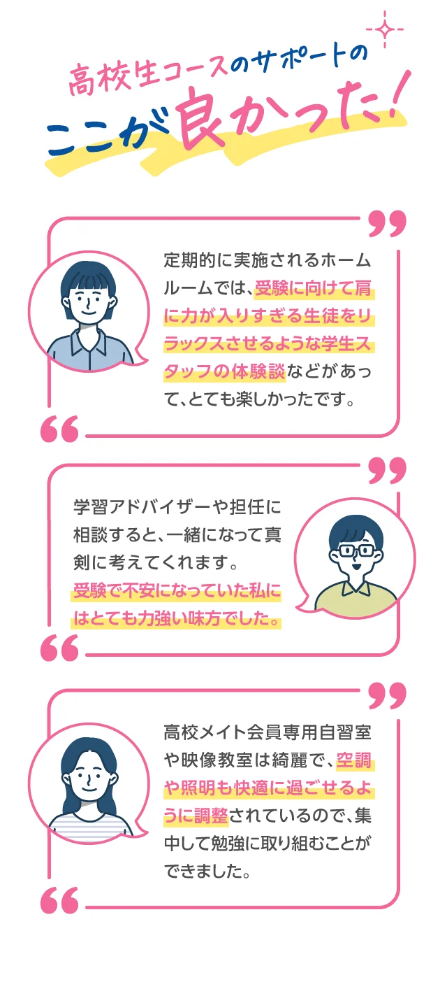 高校生コースのサポートのここが良かった！