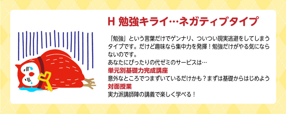 診断結果:H勉強キライ…ネガティブタイプ