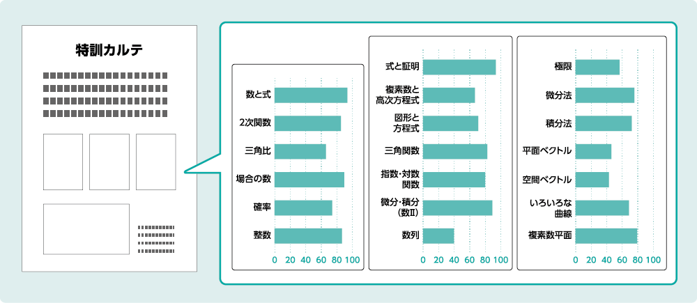 数学トレーニングテスト 分野別得点状況