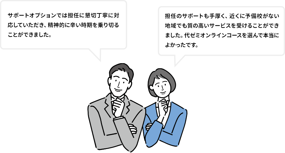 講師の先生方の講義はわかりやすいだけでなく、息子の知的好奇心を掻き立てるものであったようで、最後まで受講し続け、成績もかなり伸ばすことができました。近くに予備校がなく、都市部で入寮して通塾する場合と比較するとかなり安価であった点が決め手でした。