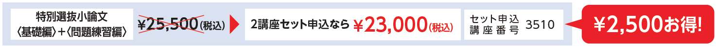 特別選抜小論文<基礎編>+<問題練習編>¥25,500(税込)2講座セット申込なら¥23,000(税込)