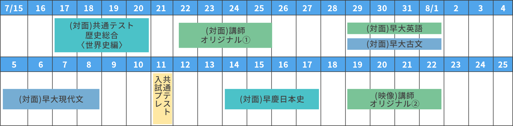 夏期講習会日程