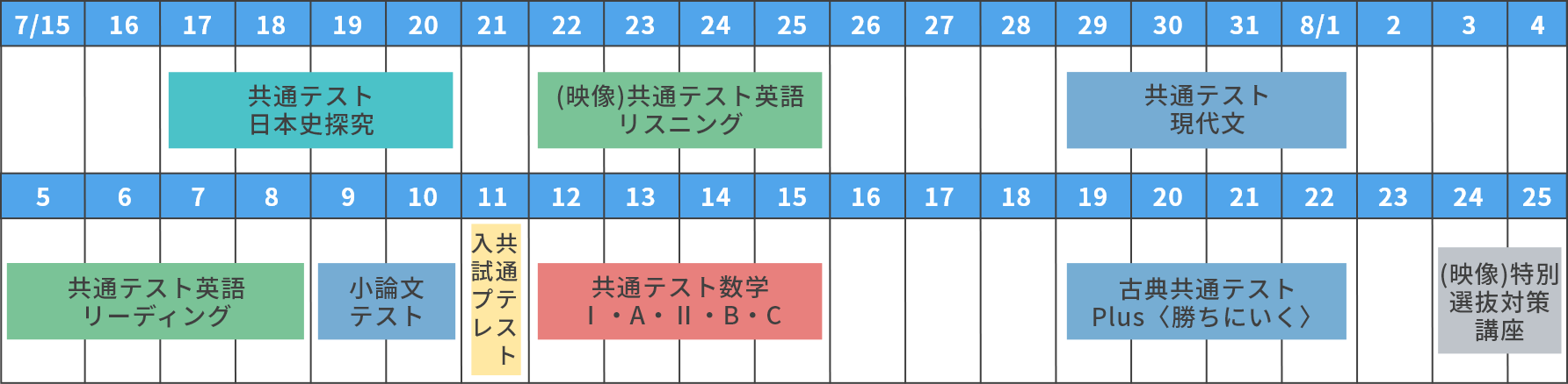 夏期講習会日程