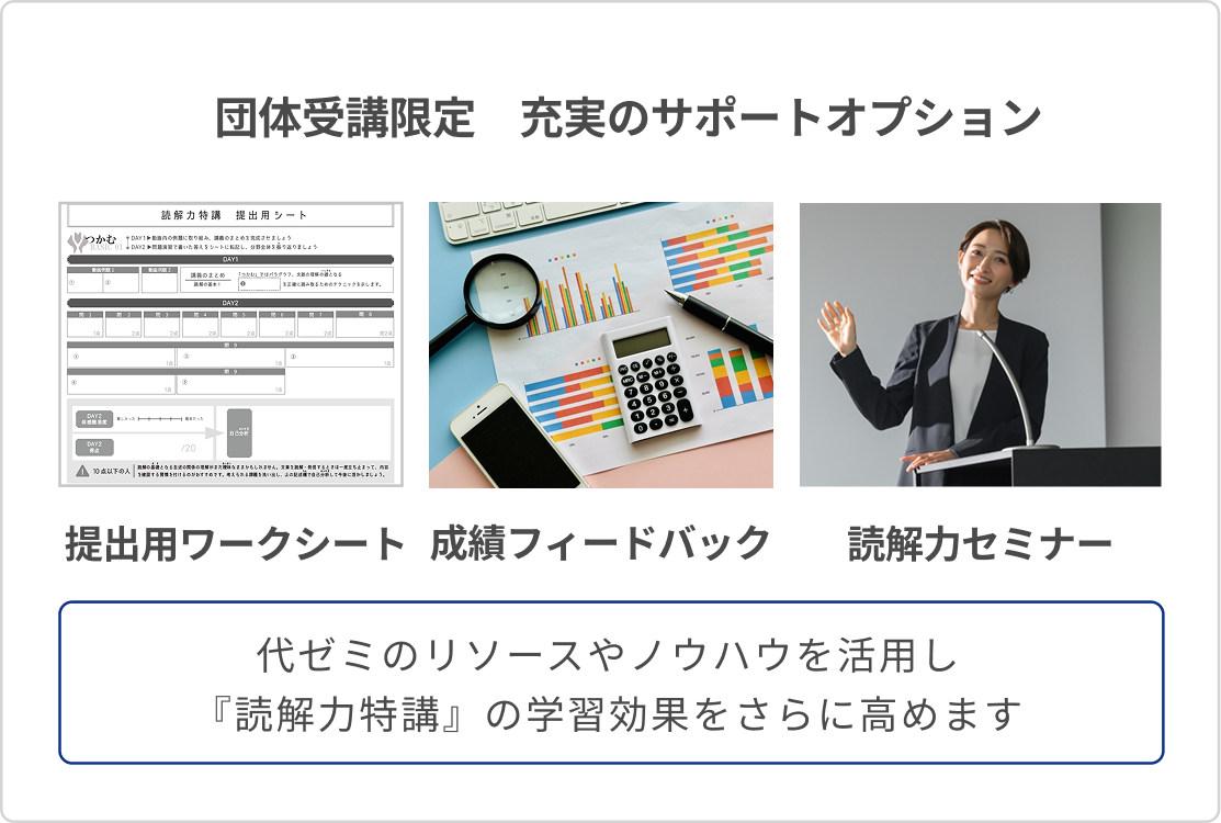 団体受講限定 充実のサポートオプション